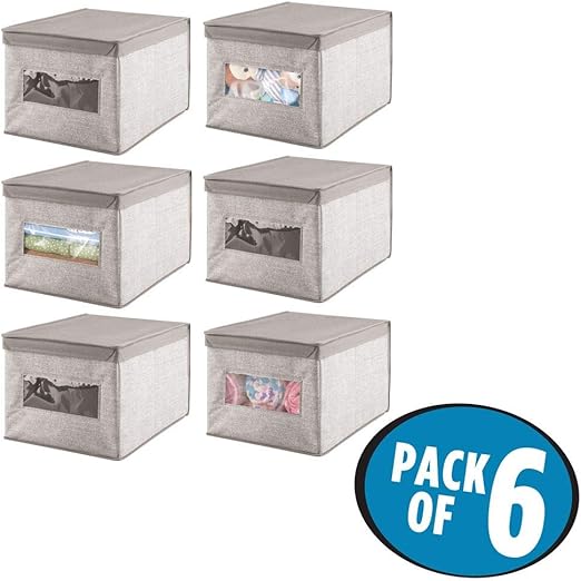 mDesign Juego de 6 cajas de tela para cambiador – Caja con tapa de fibra sintética – Caja