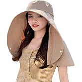 LJRPUPY Sun Hats Women Sun UV Protection Wide Brim Shawl with Neck Flap Hiking Visor Hat Outdoor Summer Beach Fishing Hats