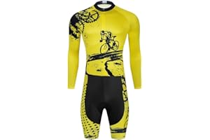 SUDU SUDO Men's Cycling Jersey Set Skinsuit One Piece Bike Shirts Triathlon Suit Bicycle Shorts with Gel Padded