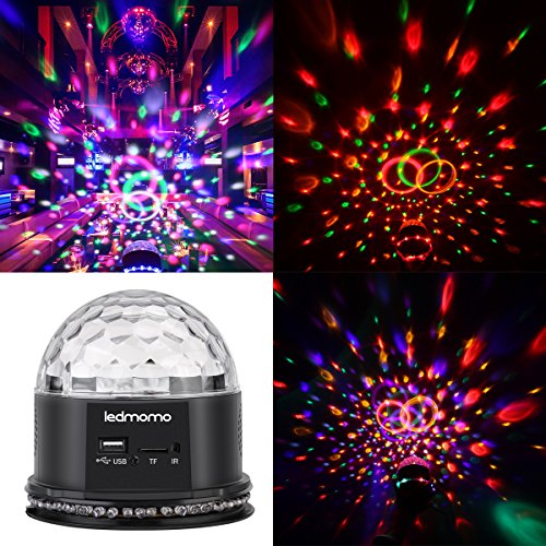 LEDMOMO Crystal Magic Disco Ball Party Lights 6 Color Changes Sound Actived RGB Mini Rotating Strobe Stage Lights MP3 with Remote Control