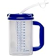 Hospital Carafe Insulated Double-Walled Water Tracking Thermos – 18 oz capacity Hot and Cold Refillable Water Bottle – With Flexible Straw and Pouring/Sipping Spout (1)