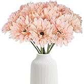 INSUNSIX Artificial Gerbera Daisies Flowers Pink Silk Flowers Gerber Daisy Artificial 10PCS 17.7in Fake Daisies for Wedding Bridal Bouquet Party Home Kitchen Decor(Pink)