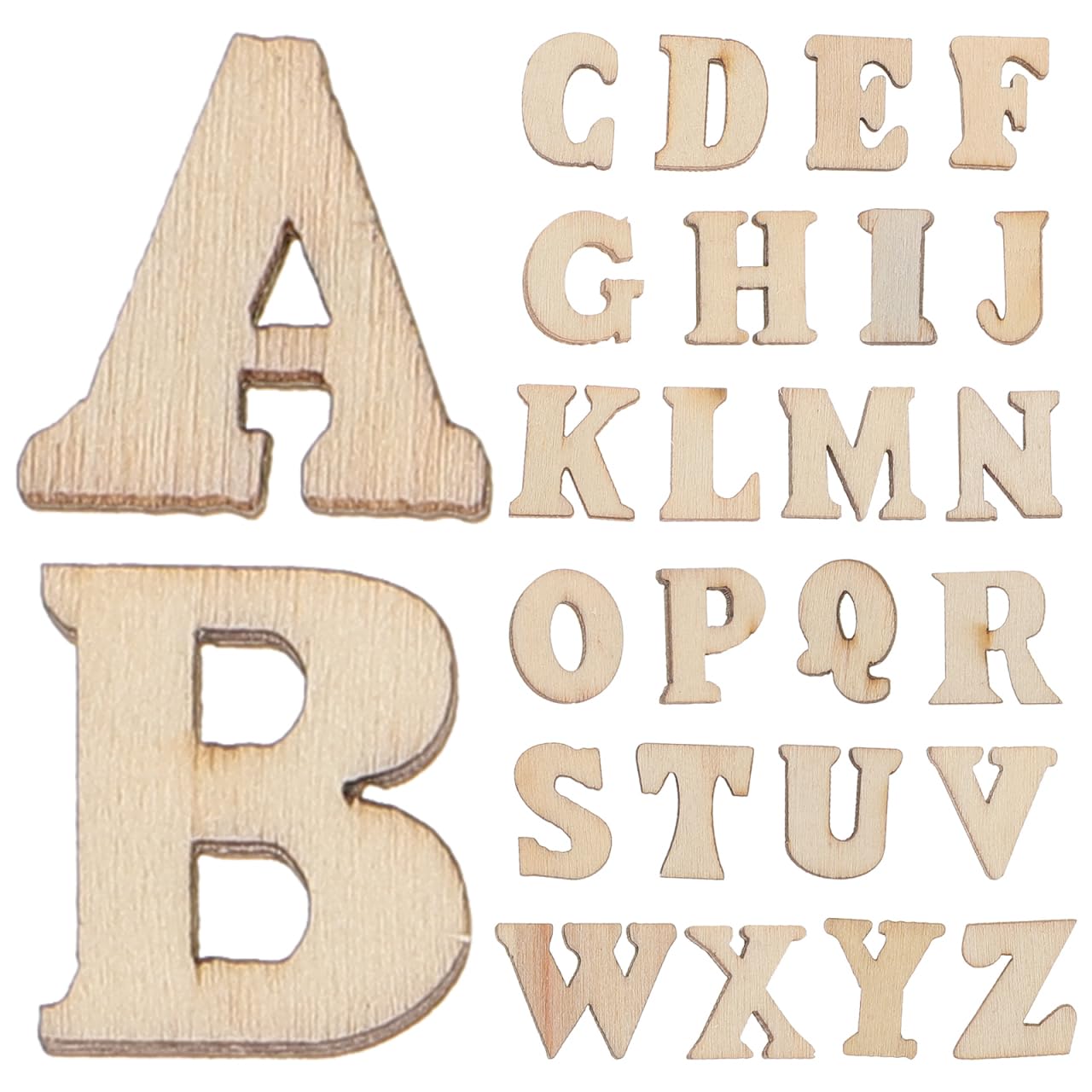 Healifty 200Pcs Small Natural Wooden Alphabet Letters Slice 0.59In DIY Craft Embellishments Educational Toy for Scrapbooking and Home Decor