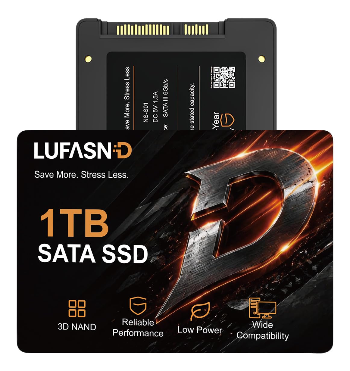 Lufasnd Internal 1TB SATA SSD, 2.5 Inch SSD SATA III 6Gb/s, Solid State Drive, Up to 520MB/s Read Speed, 3D NAND Flash, Compa