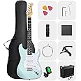 DONNER DST-80 Electric Guitar 39” Beginner Electric Guitar Kit with Amp, Classic SSS Pickup Complete with Gig Bag, Tuner, Capo, Strap, Picks, and Free Online Lessons