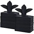 Cieltown Polyester Cloth Napkins Set of 24, Solid Washable Fabric Napkins 2-Dozen, Perfect for Weddings, Parties, Holiday Dinnerv (17 x 17-Inch, Black)