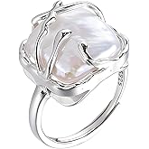 HETICA Irregular Pearl Silver Ring for Women Baroque Pearl Ring Fashion Statement Ring Jewelry Gift