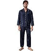 LilySilk 22 Momme Men's Silk Long Pajamas Set for Men 2pc Sleepwear Soft Luxury Real Mulberry Silk