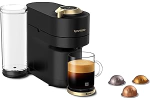 Nespresso Vertuo Pop+ Deluxe Coffee and Espresso Machine by Breville - Matte Black and Gold