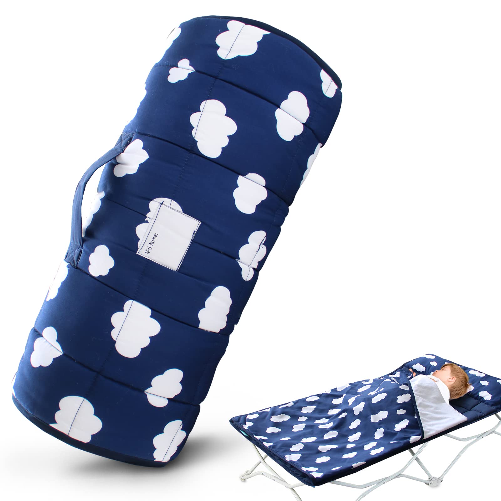 Photo 1 of **COT NOT INCLUDED**Nap Mat with Pillow and Fleece Blanket for Regalo My Cot/Joovy Travel Cot, Super Soft & Skin Friendly, Perfect Kids Sleeping Mats/Sleeping Bag for Preschool Daycare Boys and Girls, Navy