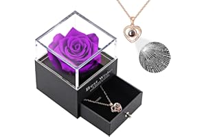 GENERIC Preserved Flowers Rose with I Love You Necklace Valentines Day Gifts for Mom, Birthday Gifts for Women,Wife,Grandma