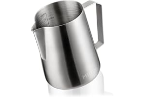 Miuly Coffee Frothing Pitcher, Milk Frothing Pitcher Stainless Steel, Espresso Steaming Pitcher 20oz (600ml) -with Scale, Sil