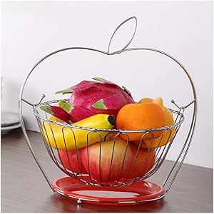 Frutero europeo de hierro forjado, cesta de frutas, diseño de manzana