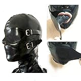 Black Latex Hood with Removable Solid Mouth Gag and