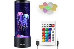 Kammoy Jellyfish Lamp, Electric Jellyfish Lava Lamp for Adults, Jellyfish Tank Table Lamp, Color Changing Jellyfish Aquarium, Home Decor and Room Mood Light Attached with 8 Free Luminous Stones