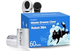 KROPBOM 60 Pack Litter Box Robot 3 4 Waste Bags, Self Cleaning Cat Litter Box Robot Waste Liner Bags Replacement, Heavy Duty 9-11 Gallons of Capacity