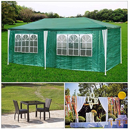 HG® Partyzelt grün Bierzelt Hochzeit Festzelt Doppelwand 3x6m Garten Camping Festival als Unterstand und Plane Verbolzung Pol