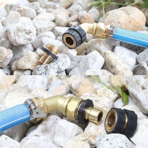 PLG Garden Hose Elbow Connector,45 Degree Hose Extender,Solid Brass Adapter - Thumbnail 2