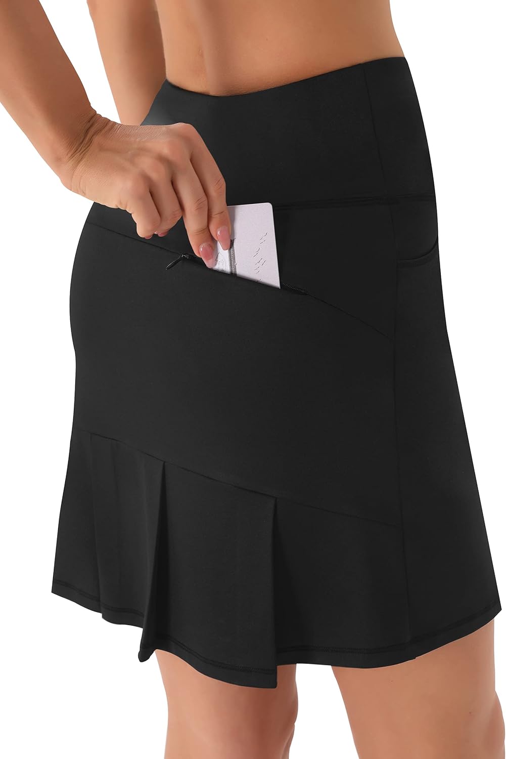 Persit Womens's Pleated Athletic Golf High Wasited Tennis Skirt Workout Skorts with 2 Side Pockets & Back Zip Card Pocket: Clothing