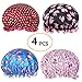Large Waterproof Shower Cap, 4 Pack Reusable Double Layer Bath Cap for all Hair Lengths Women Kids Girls and Men, Upgraded Version (muticolor 1)