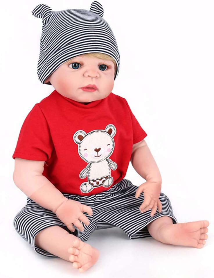 Prezzo Reborn Dolls Realistic Cute Boy Baby 22/55 Cm Occhi Azzurri Biondo Morbido Vinile Organico Realistico Come Una Bambola Appena Nata,Color1,55cm Offerte