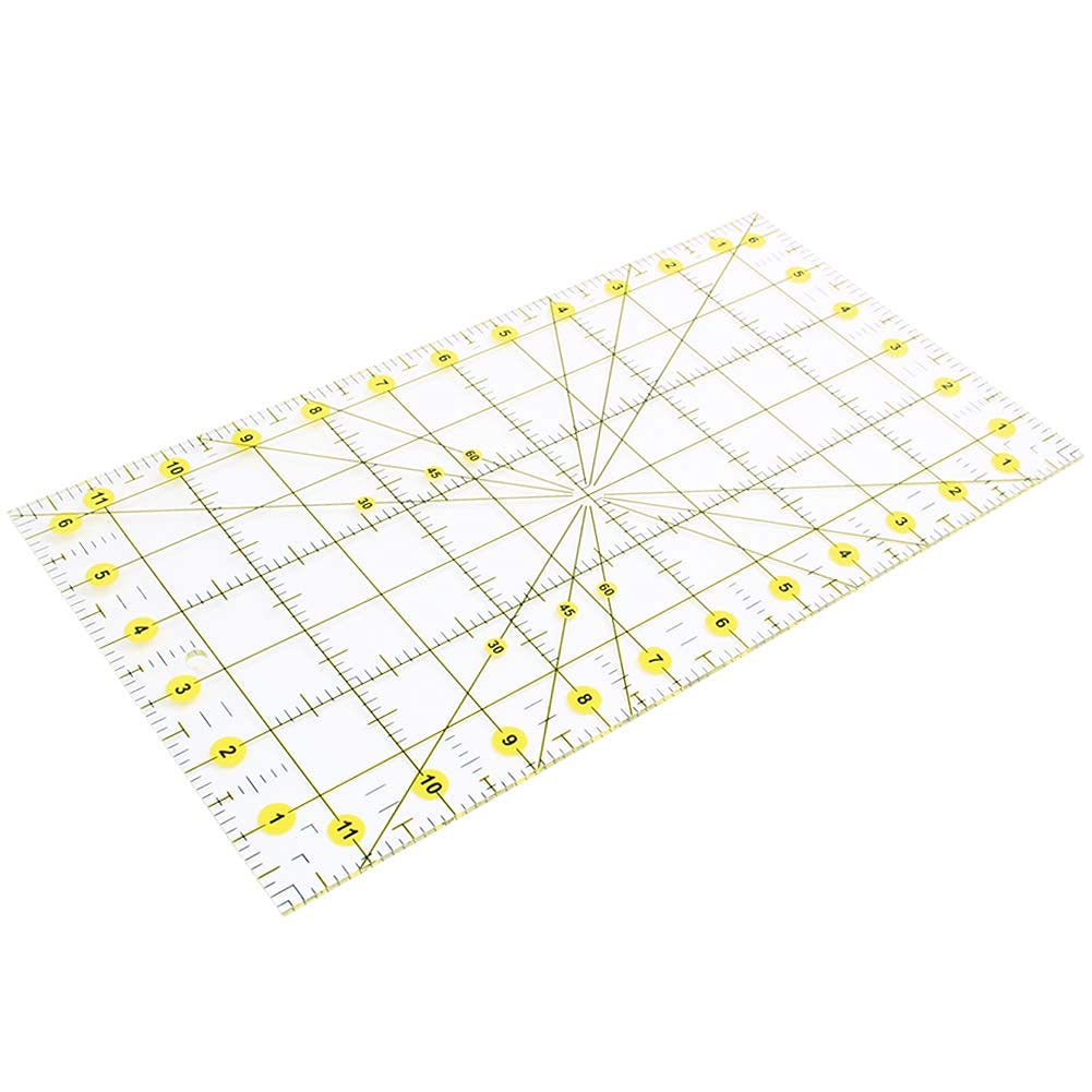AUTOTOOLHOME Quilting Ruler Acrylic Quilters' Ruler for Easy Precision Cutting Fabric Paper, 6.5