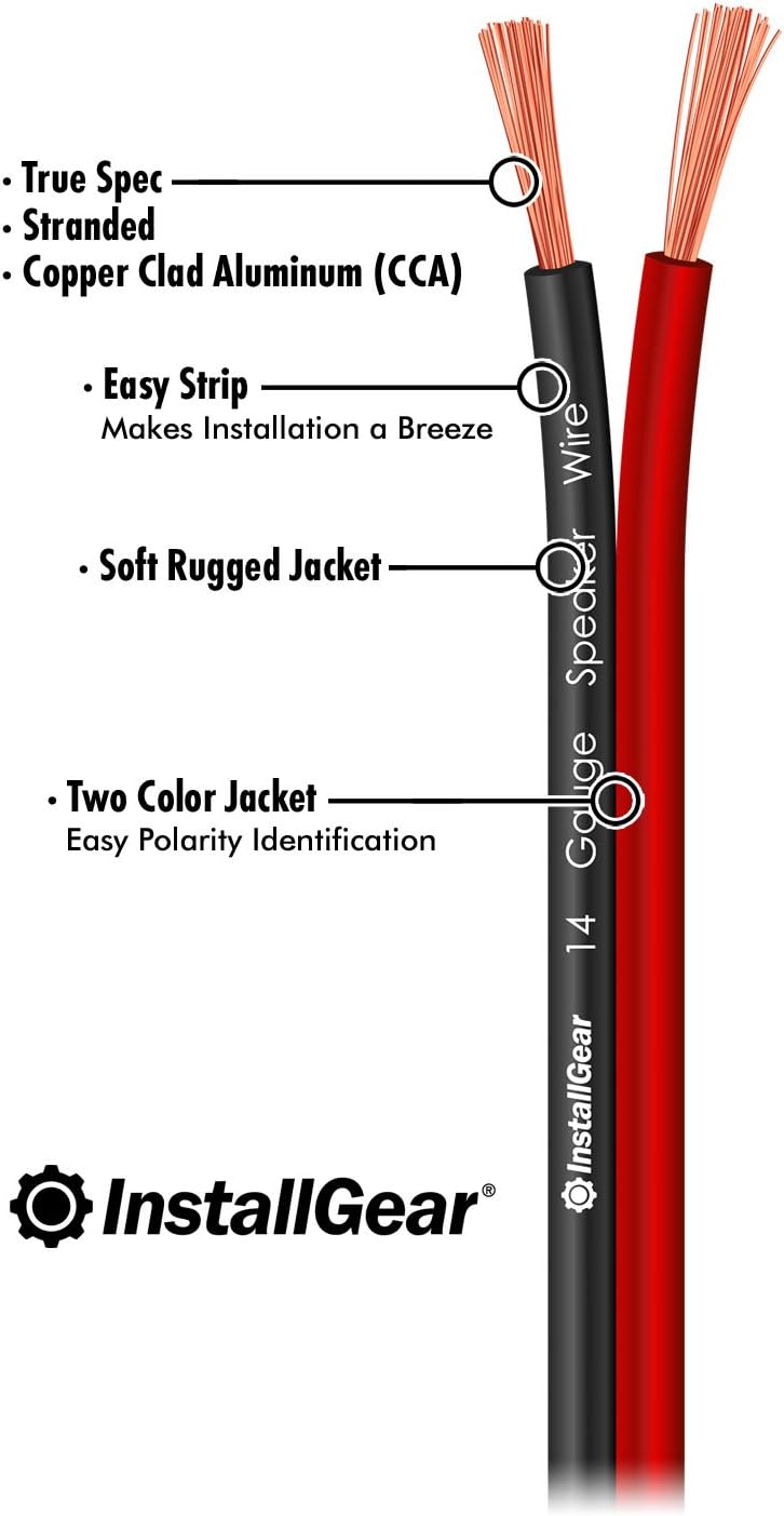 InstallGear 14 Gauge AWG 100ft Speaker Wire Cable - Red/Black: Home Audio & Theater