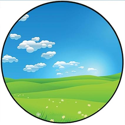Amazon Com Short Plush Round Carpet Landscape Cartoon