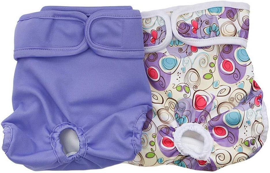 Metrical Reusable Washable Female Dog Diapers (Pack of 2), Adjustable Female Dog Wraps Sanitary Pants (X-Small(10''-12''))