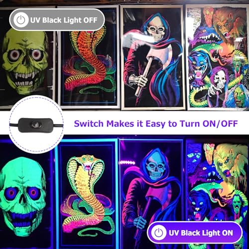MEEKBOS 300W UV LED Floodlight, 395nm Black Light, IP65 Waterproof, Powerful UV Lamp for Fluorescent Party, Blacklight, Fluorescent Poster, Birthday, Halloween (4 Pieces)