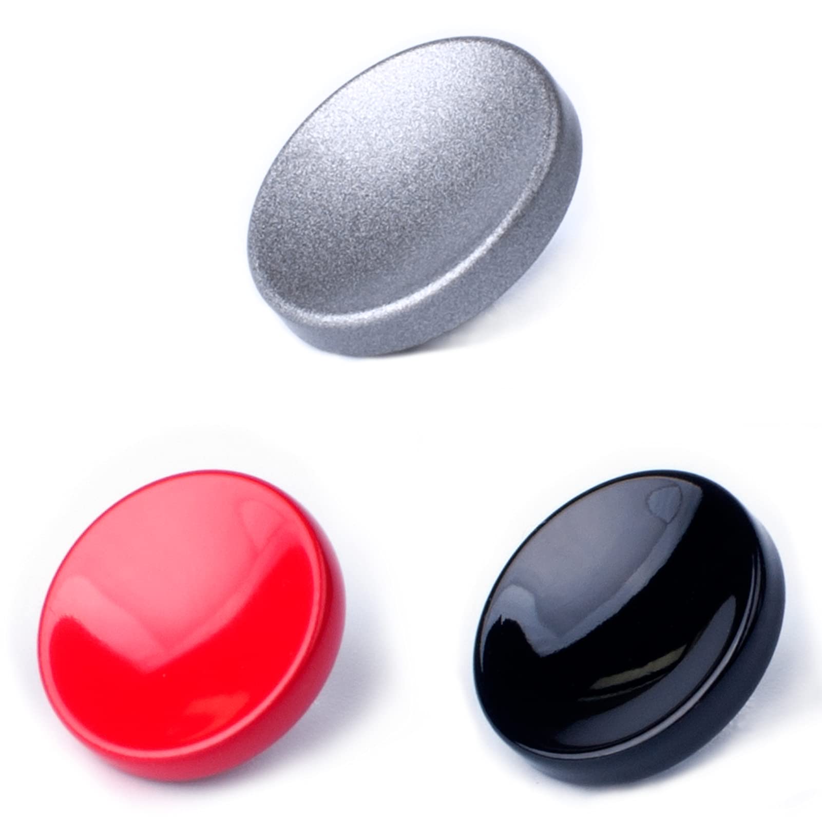 VKO Metal Soft Shutter Release Button,Delicate Camera Shutter Button Black Red Grey 11mm Concave Surface(3 Pack)