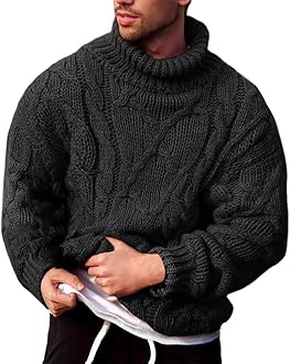 Esobo Men Pullover Knitted Turtleneck 