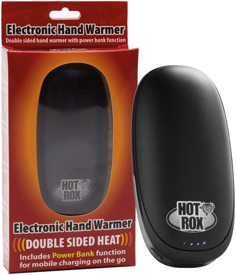 Hotrox Double Sided Heat Rechargeable Hand Warmer Includes Powerbank: Great Gadget for Golfing Fishing Walking, Cycling