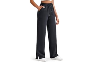 G4Free Smoofit Modal Soft Women's Wide Leg Sweatpants High Waisted Drawstring Side Slit Casual Pants 25"/27"/29"/31"/33"