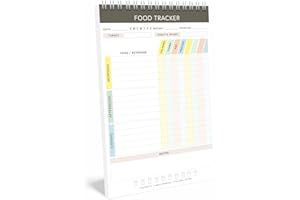 Cora Kate Food Journal Diary - 5.5 x 8.5 Calorie Counter Book, 50-Page Spiral Bound Meal Tracker for Tracking Calories, Carbs, Fat, Protein & More, Calorie Tracker, Food Log for Diet & Nutrition