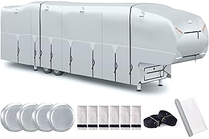 SELIMON 300D Top 5th Wheel RV Cover with Waterproof PU Coating Rip-Resistent & Anti-UV Winter Camper Cover Fits 29' to 33' Toy Hauler