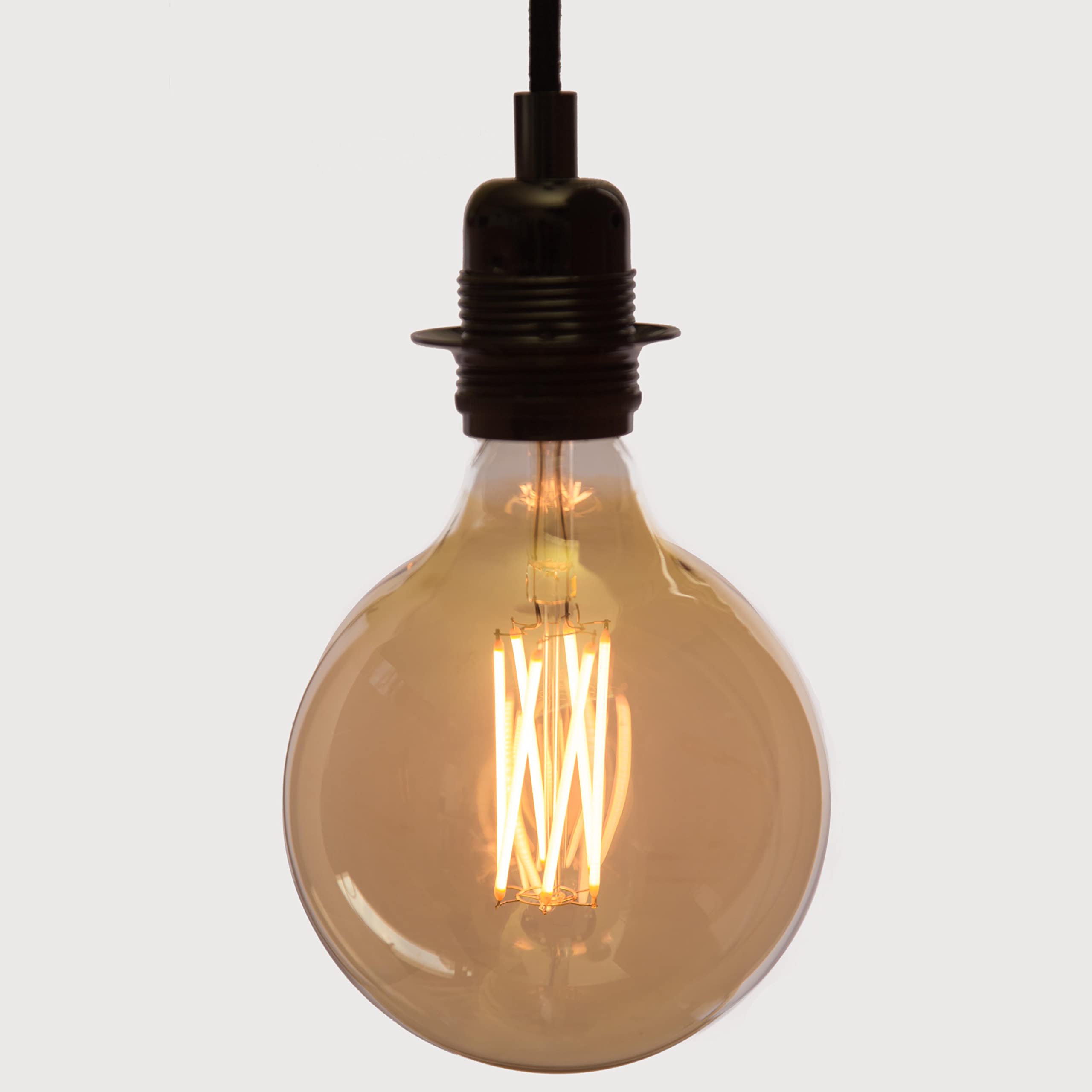 Globe LED E27 Dimmable Edison Screw Filament Retro Light Bulb Sizes: Large G95, XL Extra Large G125 Amber, 2200K, 8W, Equivalent to 60W, (W: 125mm) (Pack of 1)