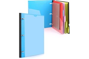 WOT I Telescoping Project Organizer, Refillable Binder with Dividers and Pockets, 13 Pocket Folders, 1 Inch 3 Ring Binder, Blue