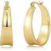 Geveay 9mm Wide 925 Sterling Silver Earrings Hoop for Women Hypoallergenic 14K Gold Plated Hoop Earrings Lightweight Thick Chunky Hoop Earrings 20/25/30mm
