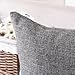 Home Brilliant Decorative Pillow Case Burlap Soft Solid Linen Euro Sham Throw Pillow Cover for Couch, 24x24(60cm), Dark Grey