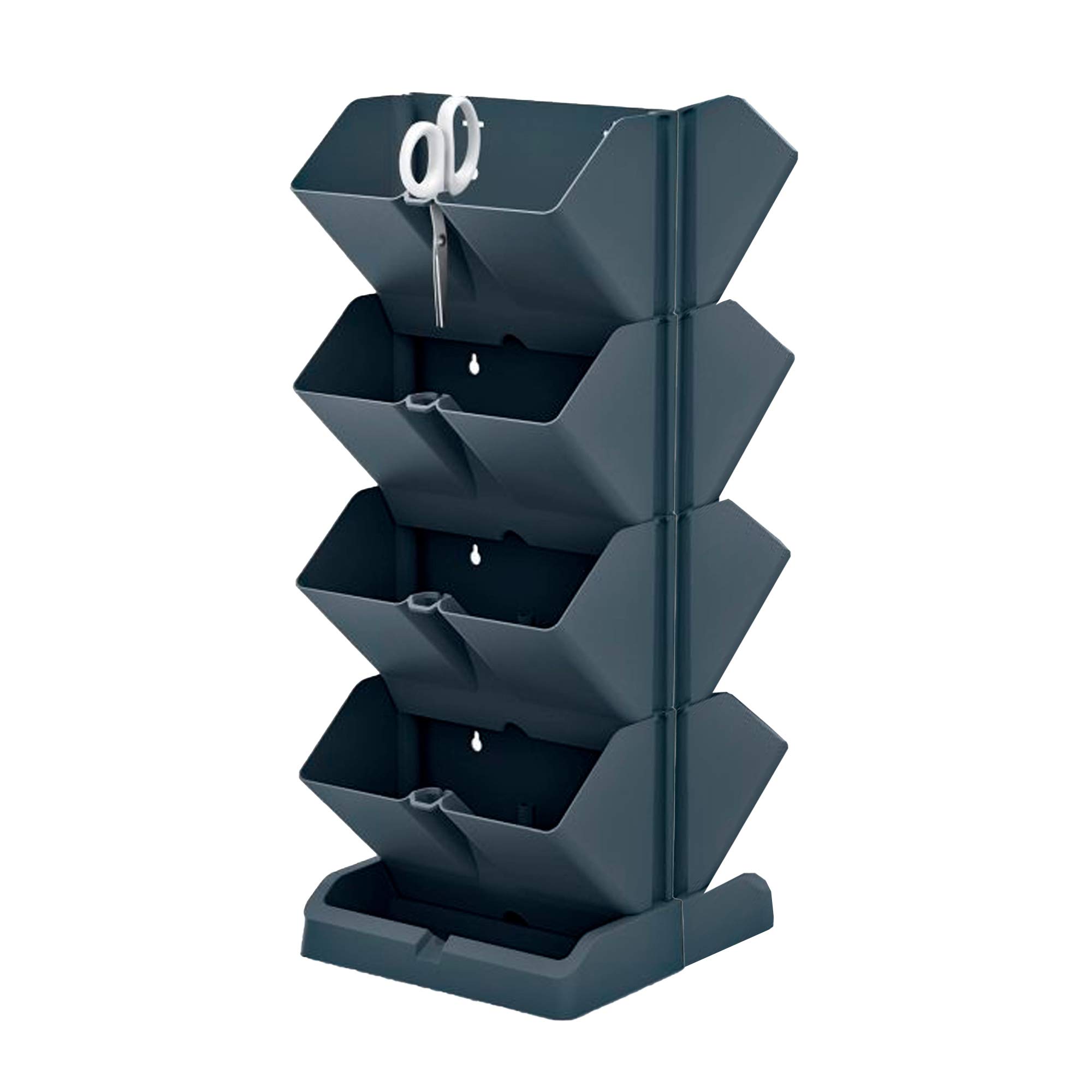 WELL HOME MOBILIARIO & DECORACIÓN Pack of 2 Prosperplast Mini Cascade Vertical Planters, Anthracite, 19.5 (L) x 11.4 (W) x 47.5 (H) cm with 2 Jar Scissors