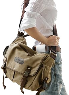 sechunk vintage military leather canvas laptop bag messenger bags medium