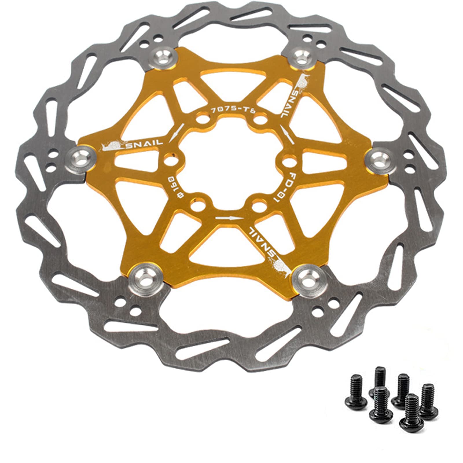 Newgoal Bicycle Disc Brake Disc 160 mm Mountain Bike Floating Brake Discs Centre Lock Bicycle Accessories (Golden)