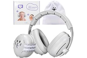 DITHIN Baby Headphones for Noise Newborn, 2-in-1 Baby Ear Muffs Noise Protection for 0-48 Months Infants Toddler Travel Essentials for Airplane
