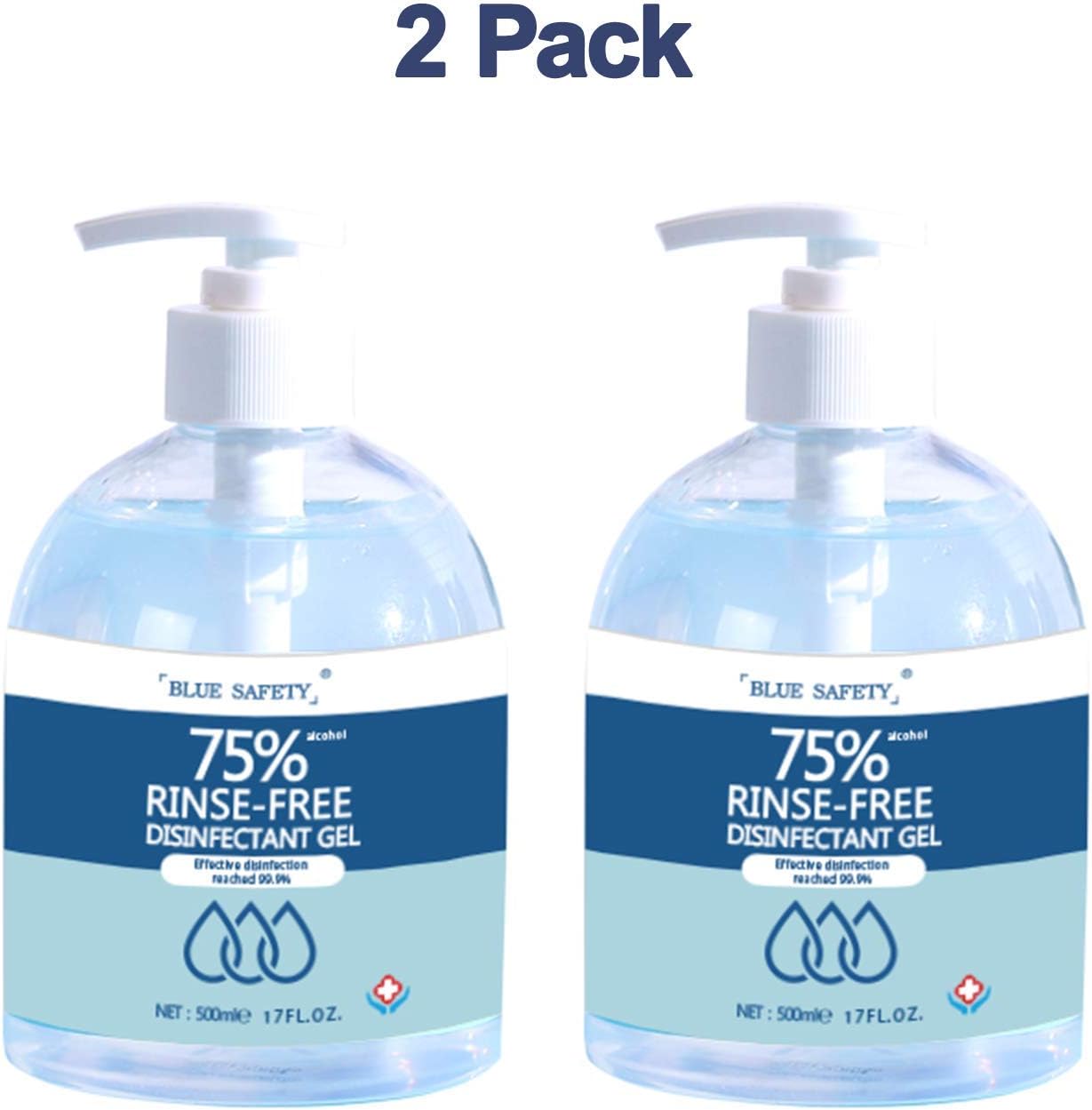 Family Pack 17 Oz Hand Sanitizer Gel, Washless Hand Soap Gel, Wash-Free Disinfecting Cleaner, Pump Bottle, FDA Approved Fragrance Free