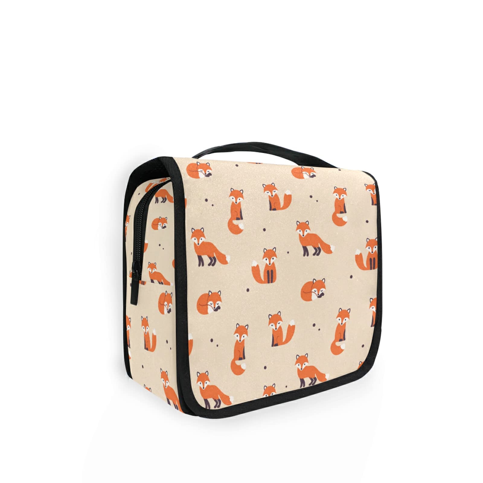 Moyyo Cute Fox Animal Toiletry Bag - Hanging Travel Wash Bag for Gym, Camping - Portable Cosmetic Organiser for Women, Girls, Kids
