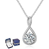FeyaGaden Moissanite Necklace for Women, 1-3CT D Color VVS1 Solitaire Pendant, 18K White Gold Plated 925 Sterling Silver Adjustable Chain, Jewelry Gift for Wife Girlfriend Anniversary Wedding Birthday Mother's Day
