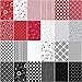KimberBell Basics Black White & Red Charm Pack 42 5-inch Squares Maywood Studio