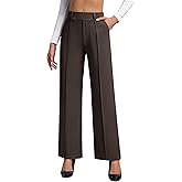 OULESlS Dress Pants for Women Work Pants Wide Leg Pull On Stretchy Business Casual Trousers High Waisted Slacks with Pockets