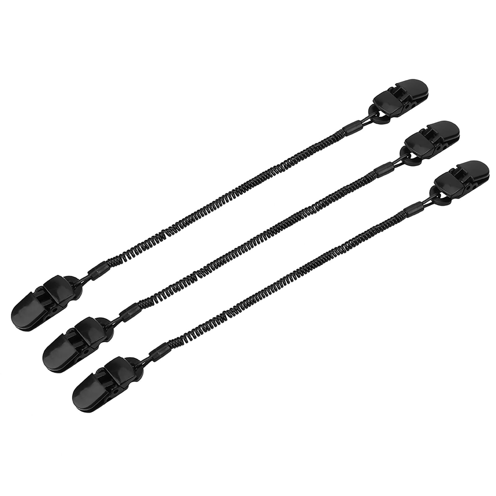 Vbestlife 3pcs Black Fishing Cap Retainer Hat Clip, Fishing Cap Retainer Hat Clip Coiled Cord for Fishing Equipment